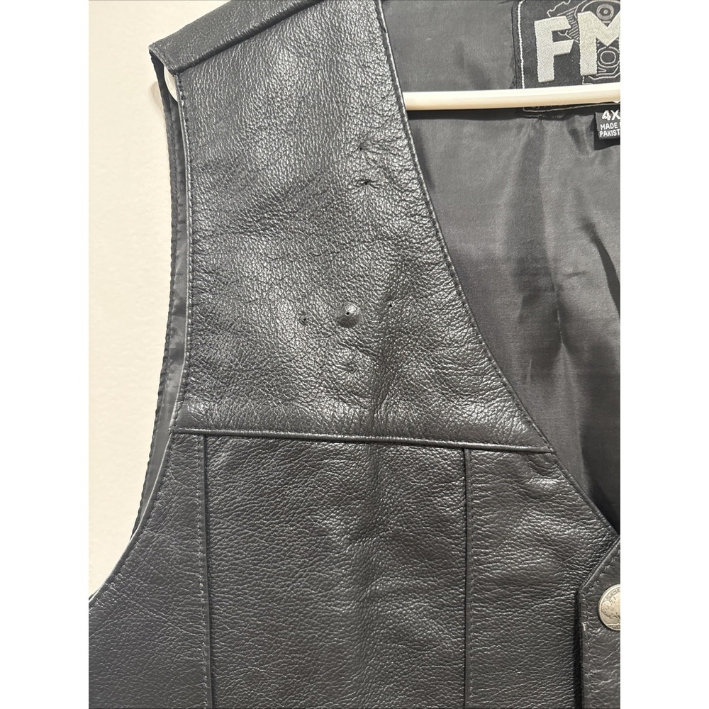 First Manufacturing Men's Western Buffalo Nickel Snaps Motorcycle Vest Size 4XL - Picture 4 of 9
